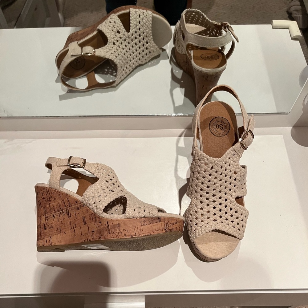 SO Wedge Sandal, size 8. Brand new, never worn.